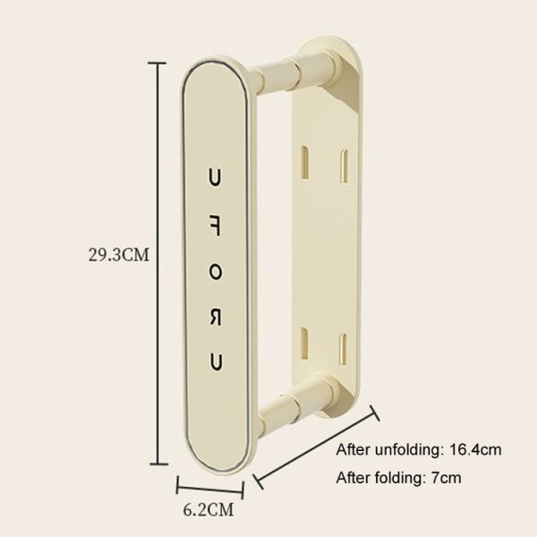 Retractable Clothes Rack Organizer Multifunctional Household Hole-Free Balcony Storage Shelf (Milky White) - Image 3