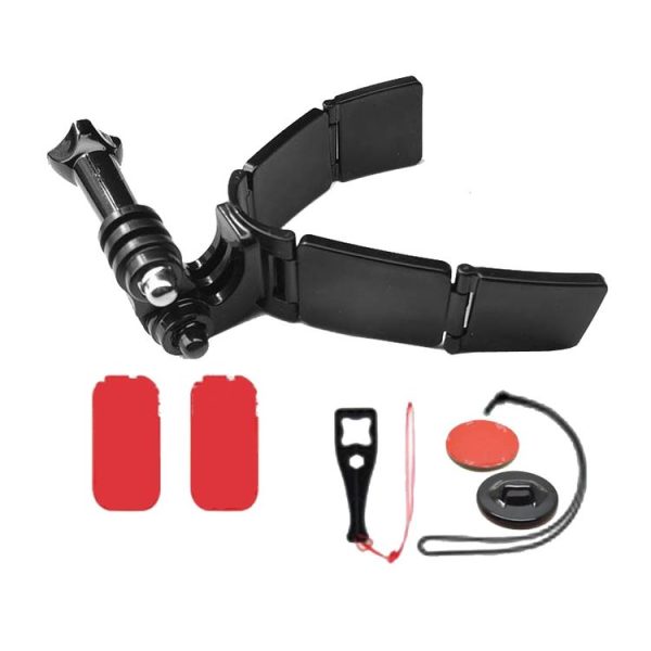 TUYU Motorcycle Integrated Hinged Helmet Chin Sports Camera Mounting Bracket, Style: With 2 Stickers