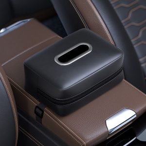 Car Seat Armrest Tissue Box Sun Visor Seat Back Hanging Paper Bag (Black)