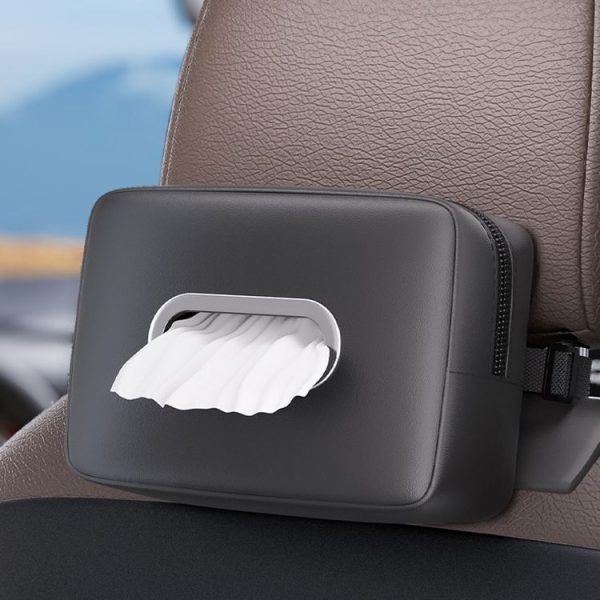 Car Seat Armrest Tissue Box Sun Visor Seat Back Hanging Paper Bag (Black) - Image 10