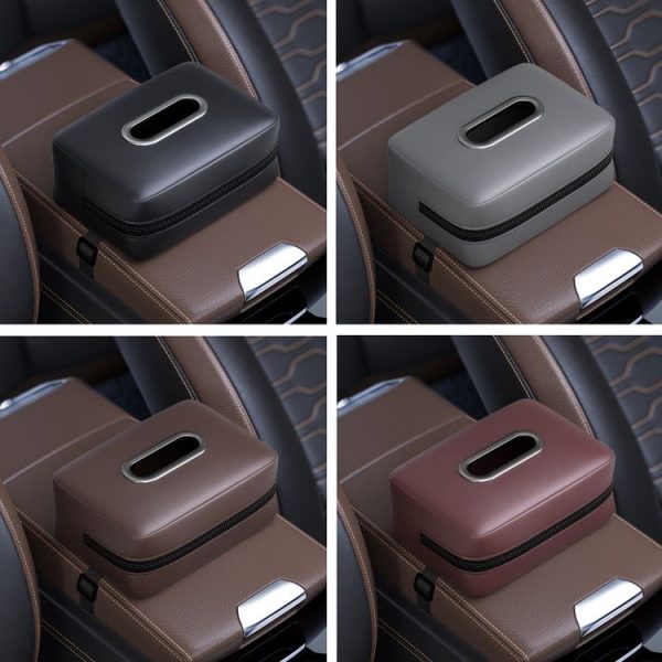 Car Seat Armrest Tissue Box Sun Visor Seat Back Hanging Paper Bag (Black) - Image 2