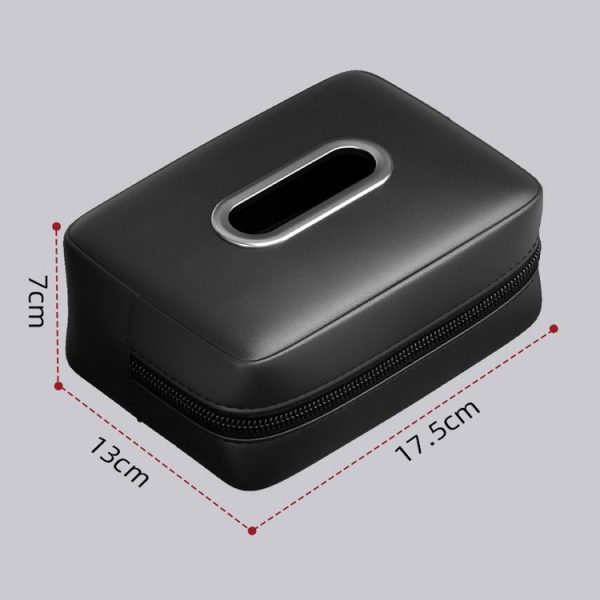 Car Seat Armrest Tissue Box Sun Visor Seat Back Hanging Paper Bag (Black) - Image 3