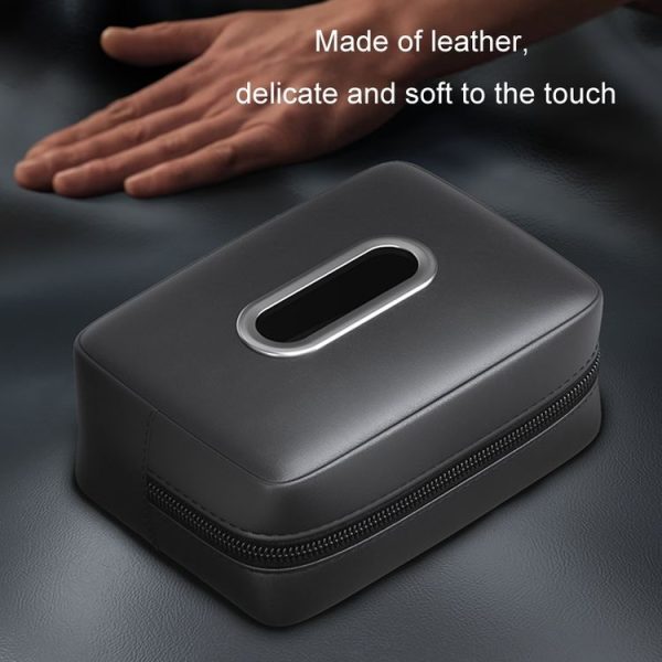 Car Seat Armrest Tissue Box Sun Visor Seat Back Hanging Paper Bag (Black) - Image 5