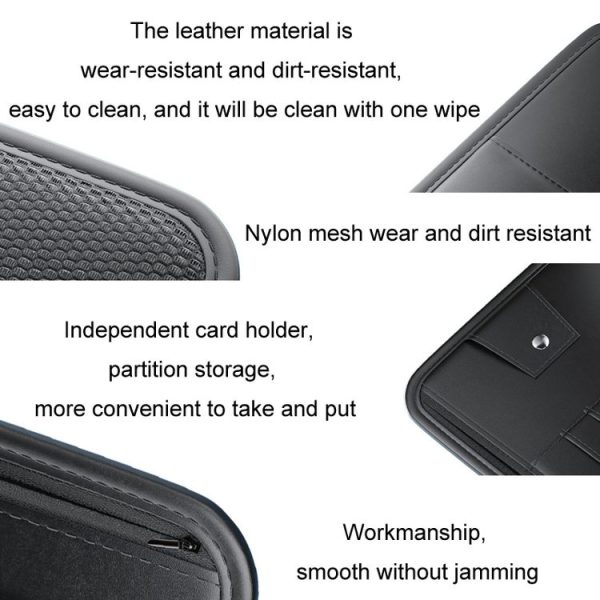 Car Sun Visor Card Glasses Holder Zipper Storage Bag (Black) - Image 4