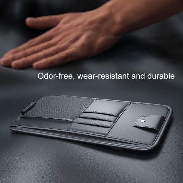 Car Sun Visor Card Glasses Holder Zipper Storage Bag (Black) - Image 6