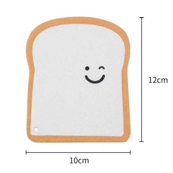 Cute Toast Absorbent Wood Pulp Sponge Brush Dishwashing Wipe Kitchen Cleaning Tool, Style: Big Glasses - Image 3