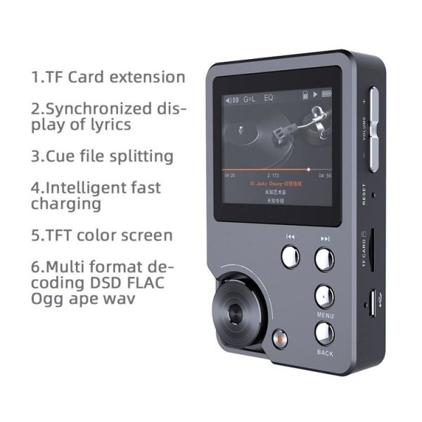 Without TF Card HIFI Lossless DSD256 Music Player Sports MP3 (Silver Gray) - Image 3