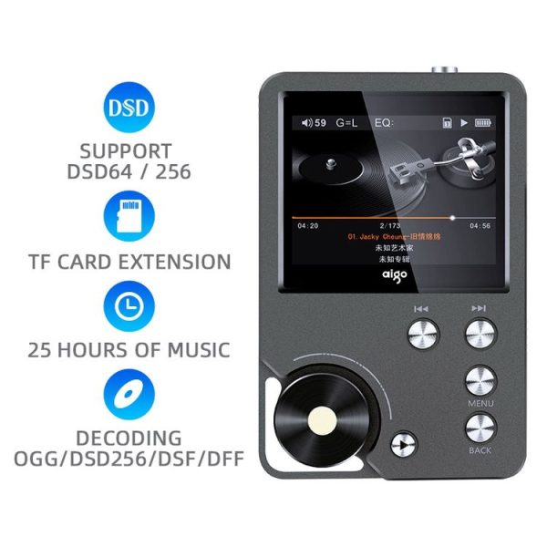 Without TF Card HIFI Lossless DSD256 Music Player Sports MP3 (Silver Gray) - Image 4