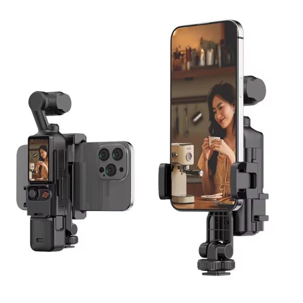 DJI Osmo Pocket 3 Phone Holder Expansion Bracket With 3 Cold Shoe Port (Black)