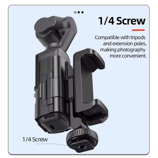 DJI Osmo Pocket 3 Phone Holder Expansion Bracket With 3 Cold Shoe Port (Black) - Image 3