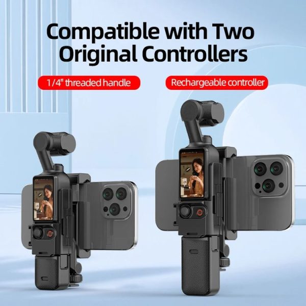 DJI Osmo Pocket 3 Phone Holder Expansion Bracket With 3 Cold Shoe Port (Black) - Image 5