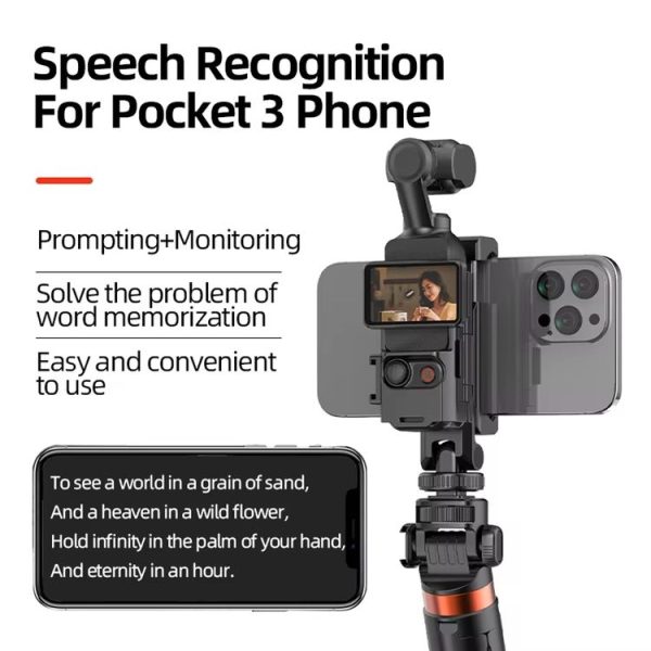 DJI Osmo Pocket 3 Phone Holder Expansion Bracket With 3 Cold Shoe Port (Black) - Image 6