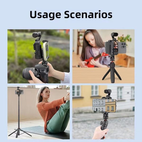 DJI Osmo Pocket 3 Phone Holder Expansion Bracket With 3 Cold Shoe Port (Black) - Image 9