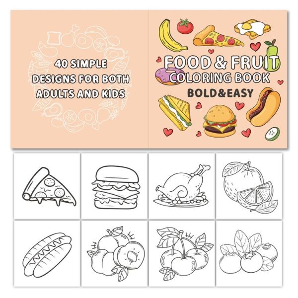 40 Sheets Cartoon Doodle Coloring Book Coloring Book for Children 4 Years and Older, Style: Food - Image 2