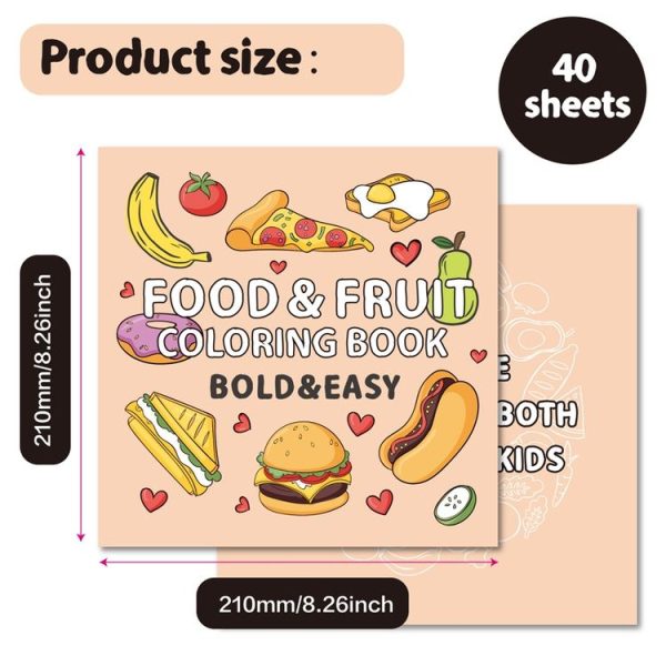 40 Sheets Cartoon Doodle Coloring Book Coloring Book for Children 4 Years and Older, Style: Food - Image 3