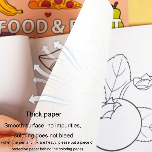 40 Sheets Cartoon Doodle Coloring Book Coloring Book for Children 4 Years and Older, Style: Food - Image 5