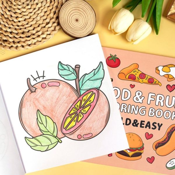 40 Sheets Cartoon Doodle Coloring Book Coloring Book for Children 4 Years and Older, Style: Food - Image 7