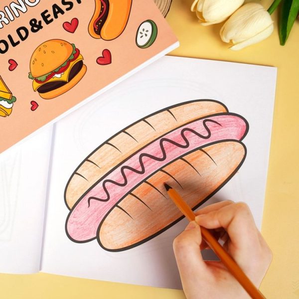 40 Sheets Cartoon Doodle Coloring Book Coloring Book for Children 4 Years and Older, Style: Food - Image 8