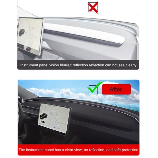 2024 Tesla Model Y Dashboard Car Suede Light-Proof Pad - Image 8