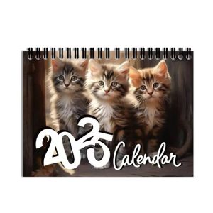 2025 Year 12 Month Kitty Cats English Calendar Cute Wall Calendar
