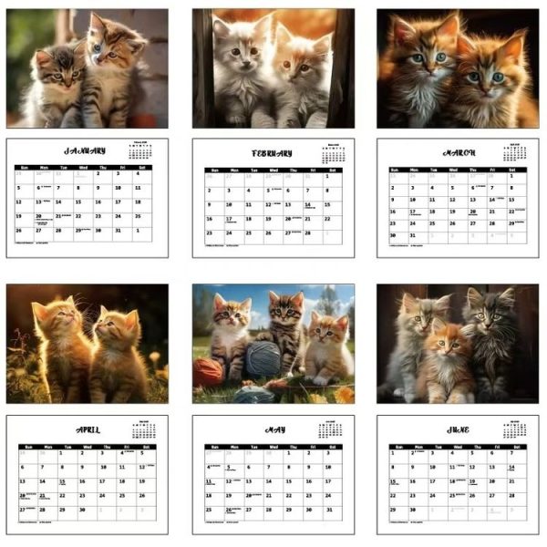 2025 Year 12 Month Kitty Cats English Calendar Cute Wall Calendar - Image 4
