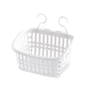 Plastic Hanging Basket With Hook Kitchen Storage Drain Basket Shelf Bathroom Organizer, Color: Small Grey