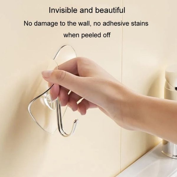 10pcs Transparent Self Adhesive Heart-shaped Hooks Door Wall Multi-Function Key Storage Hanger - Image 5