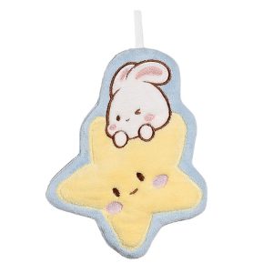 Hand Towel Cartoon Cute Coral Velvet Kitchen Absorbent Rag Children Bathroom Hand Towel, Size: 26x20cm (Blue)