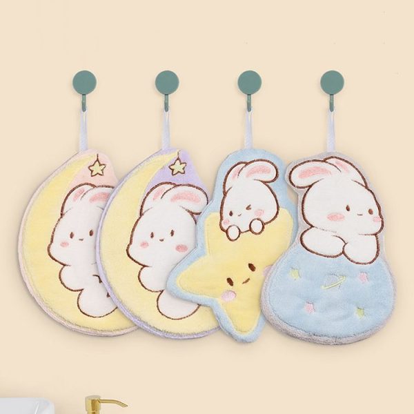 Hand Towel Cartoon Cute Coral Velvet Kitchen Absorbent Rag Children Bathroom Hand Towel, Size: 26x20cm (Blue) - Image 2