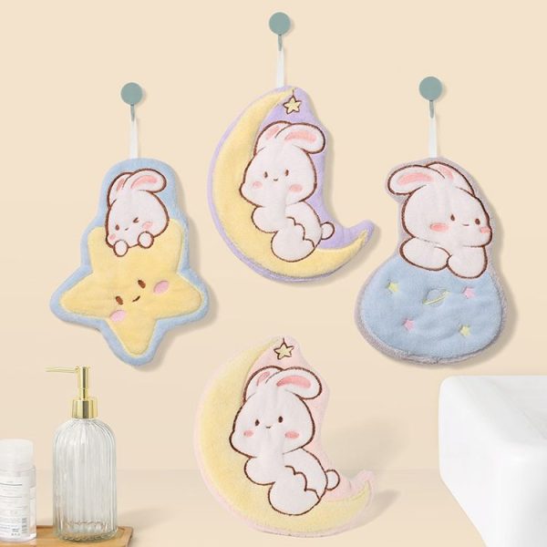 Hand Towel Cartoon Cute Coral Velvet Kitchen Absorbent Rag Children Bathroom Hand Towel, Size: 26x20cm (Blue) - Image 3