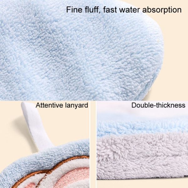 Hand Towel Cartoon Cute Coral Velvet Kitchen Absorbent Rag Children Bathroom Hand Towel, Size: 26x20cm (Blue) - Image 5