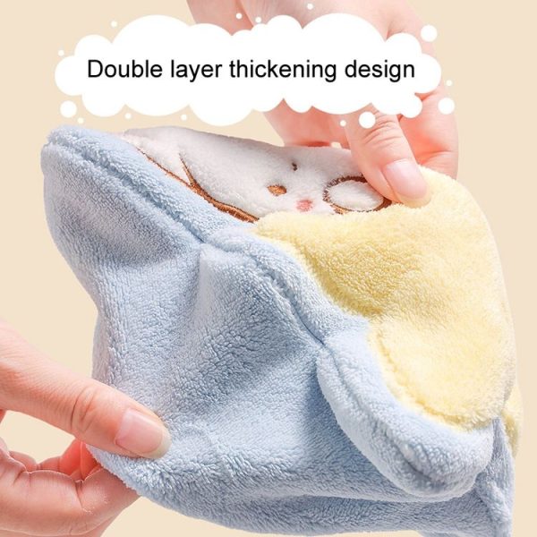 Hand Towel Cartoon Cute Coral Velvet Kitchen Absorbent Rag Children Bathroom Hand Towel, Size: 26x20cm (Blue) - Image 7