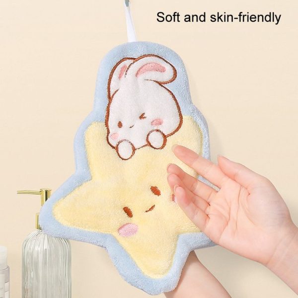 Hand Towel Cartoon Cute Coral Velvet Kitchen Absorbent Rag Children Bathroom Hand Towel, Size: 26x20cm (Blue) - Image 9