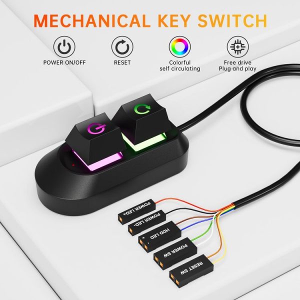 Desktop Computer External Switch Restart Button Computer Power Extension Cable, Color: Opaque - Image 4