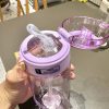 Student Portable Bouncing Straw Large Capacity Drop Resistant Plastic Cups, Style: 550ml Green - Image 5