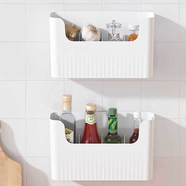 Small Kitchen Cabinet Door Cling Film Organizer Household Wall Mounted Refrigerator Side Shelf - Image 2