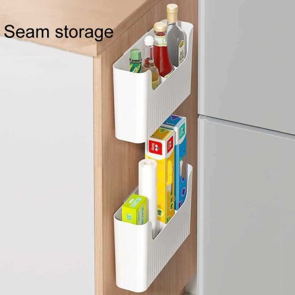 Small Kitchen Cabinet Door Cling Film Organizer Household Wall Mounted Refrigerator Side Shelf - Image 5