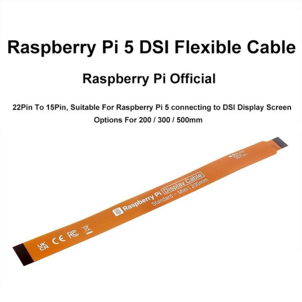 Waveshare 25947 For Raspberry Pi 5th DSI Display 22Pin To 15Pin Soft Cable FPC Cable, Spec: 200mm - Image 2