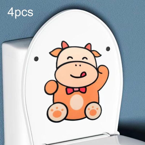4pcs Bathroom Toilet Deodorant Stickers Felt Cute Cartoon Aromatherapy Decorative Wall Stickers, Size: 22x18cm (Cow)