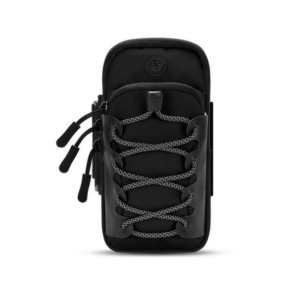 Outdoor Sports Reflective Cell Phone Arm Bag Fitness Portable Mobile Phone Pack (Black)