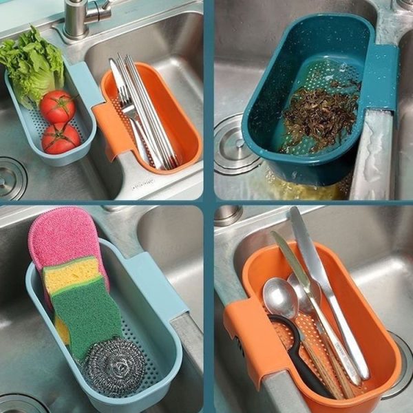 Kitchen Sink Drain Basket Washing Basin Multifunctional Storage Hanging Basket (Green) - Image 8