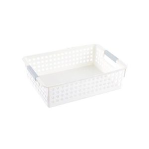Plastic Storage Basket Desktop Sundry Organizer Frame Toys Kitchen Snacks Storage Box, Style: Shallow Small White
