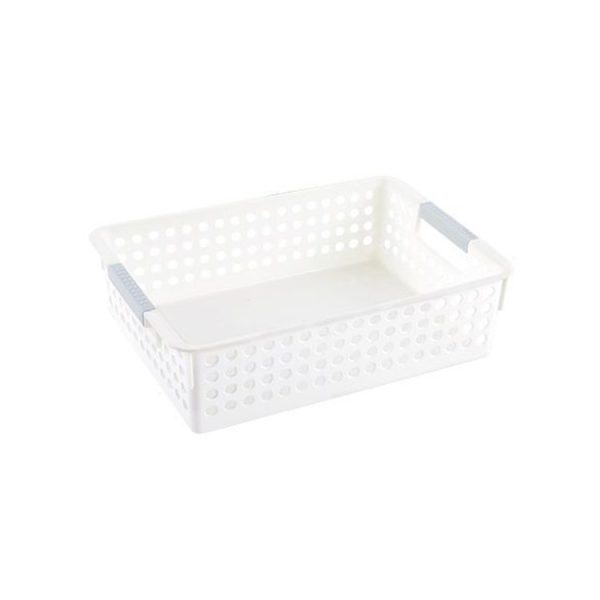 Plastic Storage Basket Desktop Sundry Organizer Frame Toys Kitchen Snacks Storage Box, Style: Shallow Small White