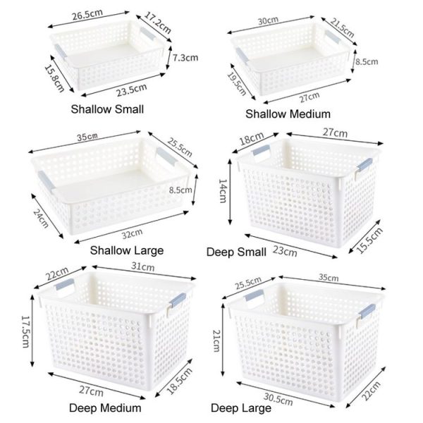 Plastic Storage Basket Desktop Sundry Organizer Frame Toys Kitchen Snacks Storage Box, Style: Shallow Small White - Image 3