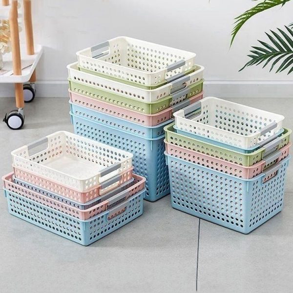 Plastic Storage Basket Desktop Sundry Organizer Frame Toys Kitchen Snacks Storage Box, Style: Shallow Small White - Image 4