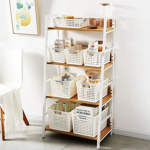 Plastic Storage Basket Desktop Sundry Organizer Frame Toys Kitchen Snacks Storage Box, Style: Shallow Small White - Image 6