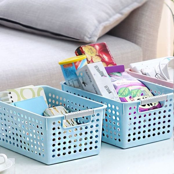 Plastic Storage Basket Desktop Sundry Organizer Frame Toys Kitchen Snacks Storage Box, Style: Shallow Small White - Image 8
