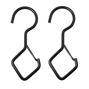 2pcs Household S Hooks For Hanging Metal Windproof Hooks With Safety Buckle, Color: Black