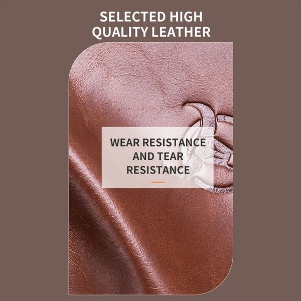 BULL CAPTAIN 232 RFID Anti-Theft Cowhide Men Zipper Wallet Vintage Business Card Holder (Black) - Image 8