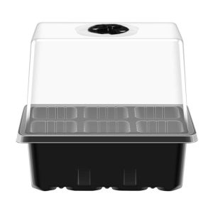 12-Hole Heightened Succulent Vegetable Seedling Pot With Lid (Black)